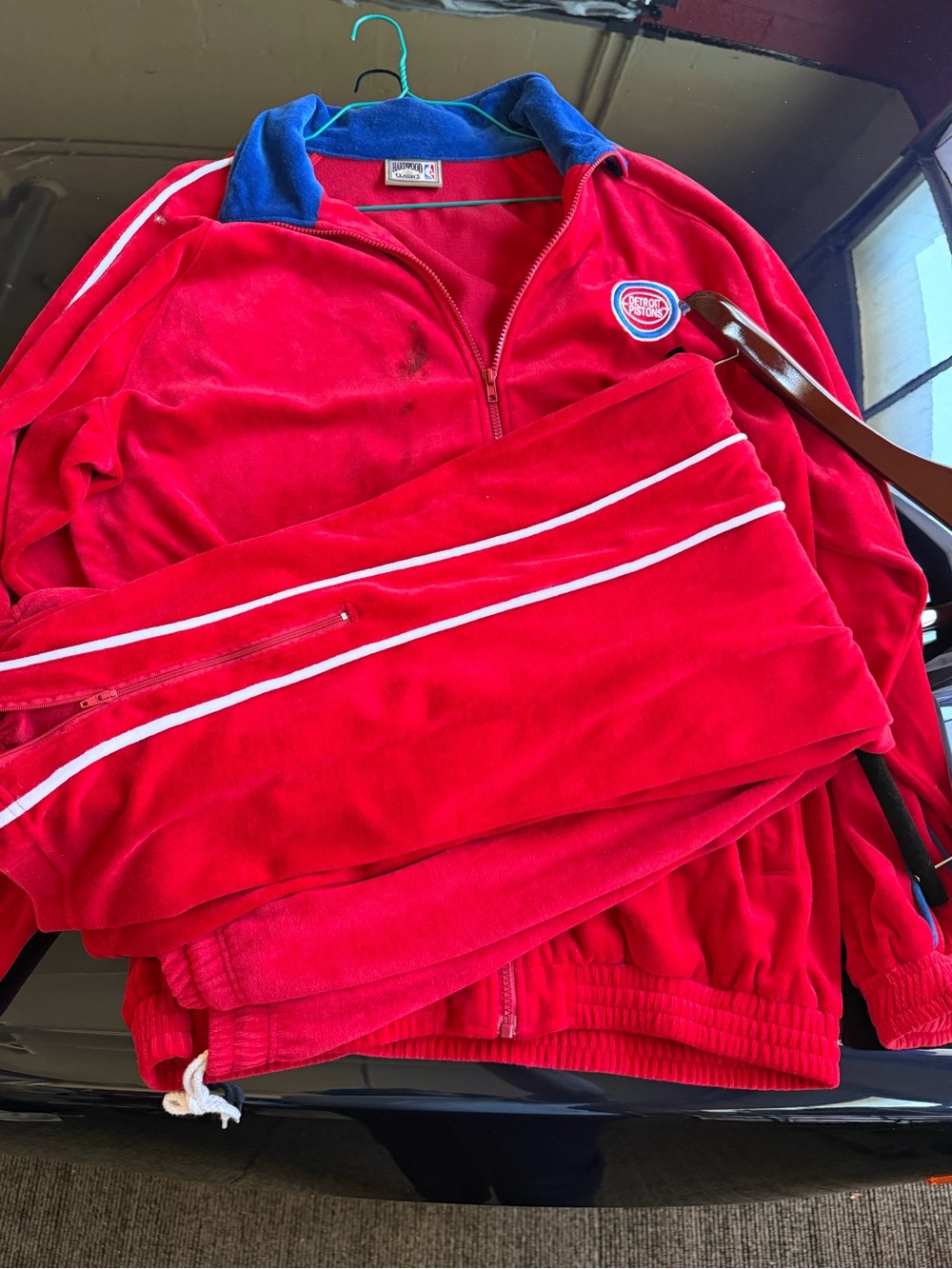 Red Kids Track Jacket with Blue Collar - Unbranded